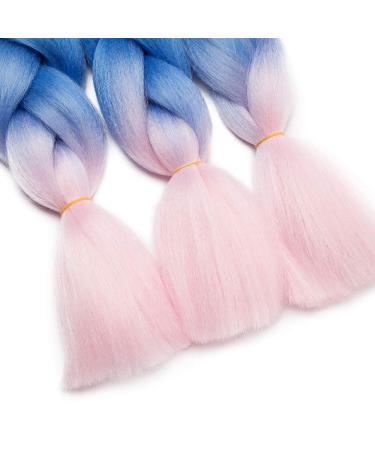 Buy Tess Braids Extensions - 60cm Jumbo Kanekalon Hair Braids (3 Pack: Black/Blue/Pink) for Box Braids - 100g Bundles - Ombre Hair Extensions - Buy Online on GoSupps.com