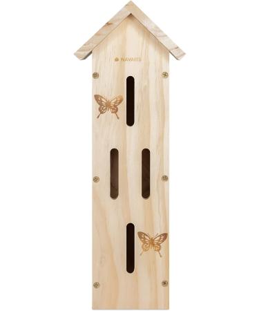Navaris Wooden Butterfly Habitat - Pinewood Hanging Insect House for Garden - Bug Hotel Shelter - Buy Online on GoSupps.com