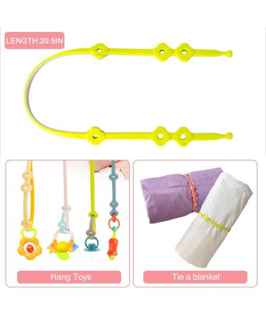 5PK Stretchable Silicone Toy Safety Straps for Baby - Pacifier Clips, Teether, Bottle Harness - Stroller, Cart, High Chair, Exersaucer, Cribs - Buy Online on GoSupps.com