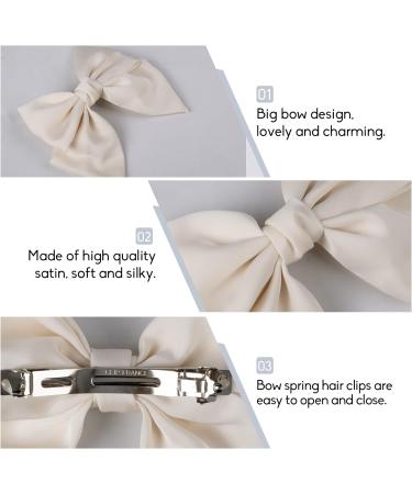 Dalababa Bow Hair Clips 2 Pcs Large Hair Bows Silky Satin Ribbon Hair Barrettes French Bowknot Hairpins Hair Accessories For Women Girls (Burgundy & Beige) Burgundy beige - Buy Online on GoSupps.com