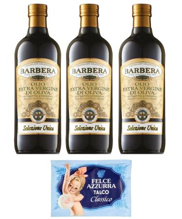 Barbera Selezione Unica Extra Virgin Olive Oil Extra Virgin Olive Oil 1 Liter + 1 x Felce Azzurra Talcum Powder 100g