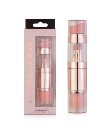 Makeup Brushes Multifunctional 5 IN 1 Makeup Brushes including powder brush,eyeshadow brush, lip brush,eyebrow brush and foundation brush powder puff suitable for daily makeup Portable for carry out