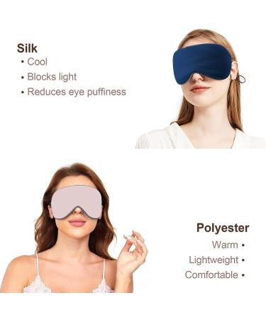 Silk Sleep Mask for Women and Men - Adjustable Double Sided Eye Cover for Travel, Yoga, Nap - Pink/Navy Blue - Buy Online on GoSupps.com