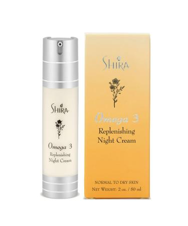 Shira Omega 3 Replenishing Night Cream (2oz) Rich Moisturizing Night Cream for reduced chronic dryness and smooth plump nourished skin (2 oz.)