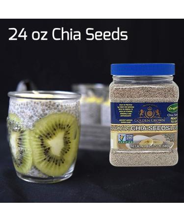 Golden Crown White Chia Seeds - 100% Natural, Kosher, Gluten-Free, Non-GMO, Vegan - 24 Oz - Buy Online on GoSupps.com
