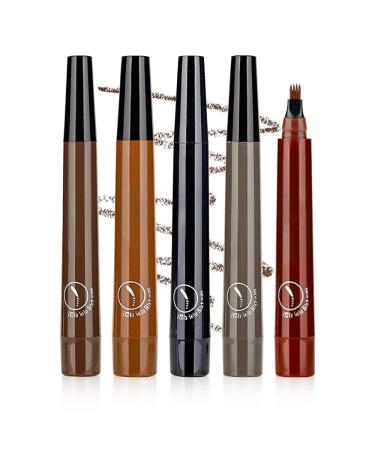 5Pcs Magic Eyebrow Pencil 2024 Upgrade Waterproof Microblading Eyebrow Pencil Contouring Pen 4 Tipped Precise Brow Pen Fine Stroke Microblading Eyebrow Pencil Creates Natural (A-5Pcs One Size) One Size A-5pcs