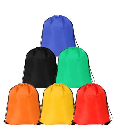 SerDa-Run Drawstring Backpack Bags Bulk 6PCS Sports Tote Bag Traveling Draw String Bags Cinch Bag Drawstring Gym Bag Sackpack Drawstring Bags for Kids Women Men