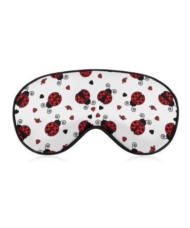 Coccinella Septempunctata Ladybug Printed Sleep Eye Mask Soft Blindfold Eye Cover with Adjustable Strap Night Eyeshade Travel Nap for Men Women