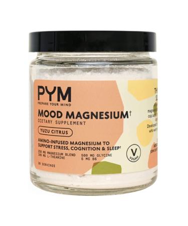 PYM Mood Magnesium Powder to Support Stress & Better Sleep 30 servings - Magnesium Glycinate Magnesium Malate & l-Threonate Yuzu Citrus | Non-GMO Vegan Gluten-Free | All Natural Made in the USA! 30 Ounce (Pack of 1)