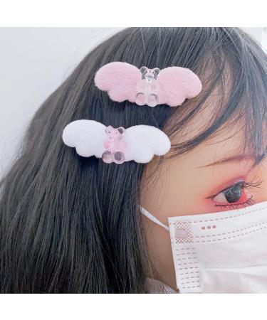 hgnxa Cute Bear Plush Angel Wing Hair Clip Sweet JK Girls Hairpins Barrettes Hair Accessories Aesthetics Hairgrip - Buy Online on GoSupps.com