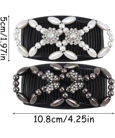 4 Pcs Beaded Hair Combs Clips for Women - Butterfly & Flower Design | Elastic Magic Beads Hair Slides for Girls Hair Styling - Buy Online on GoSupps.com
