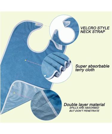 Adult Bibs Adjustable Terry Adult Bib with Hook and Loop Closure Waterproof Clothing Protector with Detachable Crumb Catcher(3 Pack) - Buy Online on GoSupps.com