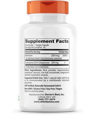 Doctor's Best CoQ10 Plus Selenium Yeast â€“ Heart Health Formula, 45 Count - Buy Online on GoSupps.com