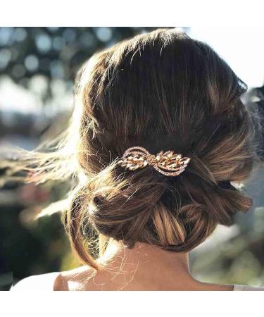 Yheakne Gold Rhinestone Wedding Hair Clip Barrette - Bridal Hair Accessories for Women and Girls - Buy Online on GoSupps.com