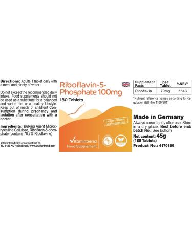 Vitamin B2 Tablets - 180 Tablets - High dosage - Riboflavin-5-Phosphate | Vitamintrend  - Buy Online on GoSupps.com