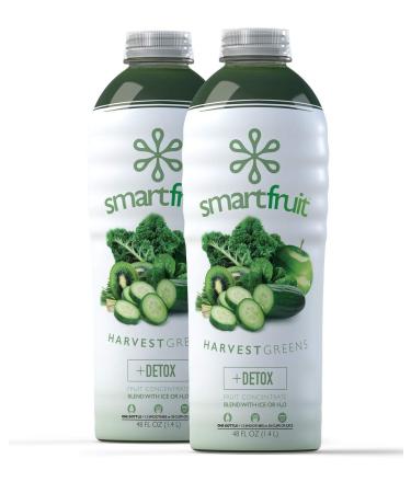 Smartfruit Harvest Greens + Detox, 100% Real Fruit Pure (Smoothie Mix) No Added Sugar, Non-GMO, No Additives, Vegan, Family Size 48 Fl. Oz (2 Pack)