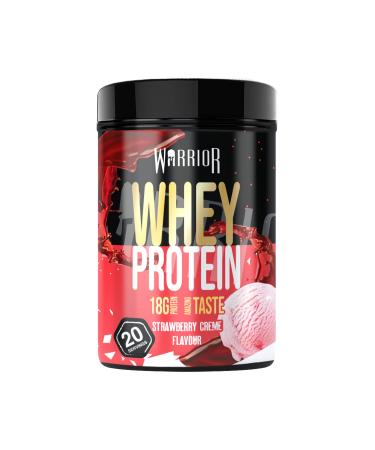 Warrior Whey Protein Powder Up to 36g* of Protein Per Shake Low Sugar and Low Carbs GMP Certified (Strawberry Cr me 500g) Strawberry Cr me 500 g (Pack of 1)