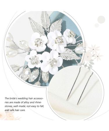 Unicra Silver Flower Hairpins - Crystal & Pearl Hair Accessories for Weddings | 3-Piece Set for Brides & Bridesmaids - Buy Online on GoSupps.com
