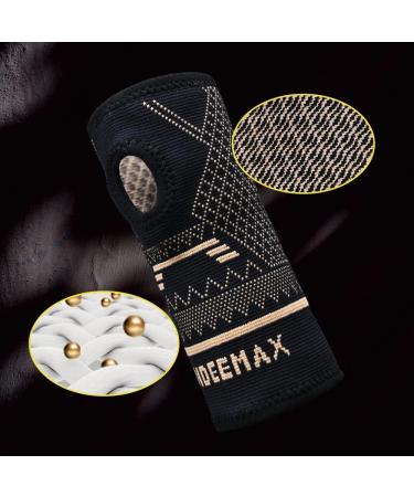 INDEEMAX Copper Wrist Compression Sleeve 1 Pair - Comfortable Hand Brace for Arthritis, Tendonitis, Carpal Tunnel - Men Women (M Black) - Buy Online on GoSupps.com