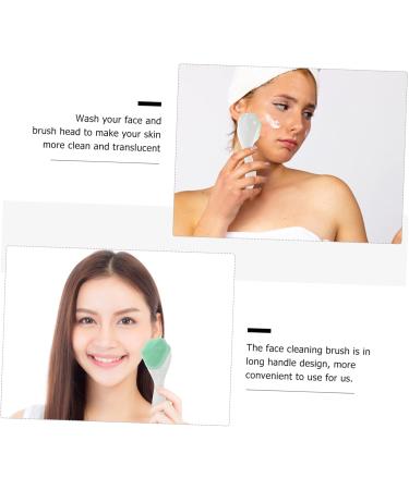 Mikinona Silicone Face Brush Handheld Face Brush Pore Cleaner Silicone Face Scrubber Handle Face Brush Cleansing Brush Face Brush Cleansing Silicone Brush Manual Silica Gel Blackhead Brush 15.3x5.2cm Green - Buy Online on GoSupps.com