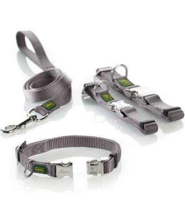 HUNTER Vario Basic Alu-Strong Dog Collar - Durable Nylon Aluminum Snap Fastener Size M Grey - International Shipping Available - Buy Online on GoSupps.com