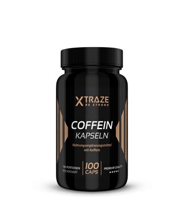 XTRAZE® Caffeine Tablets 200mg in High Dose - 100 Capsules for 100 Days of Continuous Care - German Quality, Natural Anhydrous Caffeine Tablets Without Unnecessary Additives, Pure Caffeine Pills
