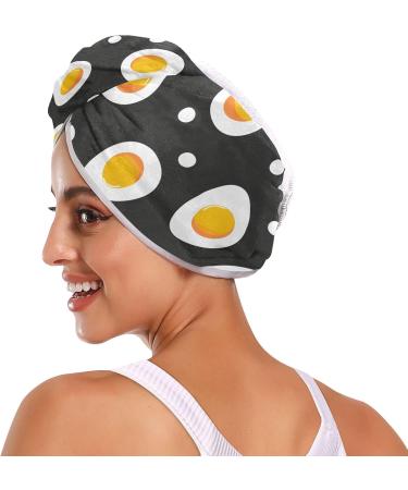 Seamless Fried Eggs & Polka Dots Hair Towel 2 Pack - Super Absorbent Quick Dry Hair Turbans for Women & Girls - Buy Online on GoSupps.com