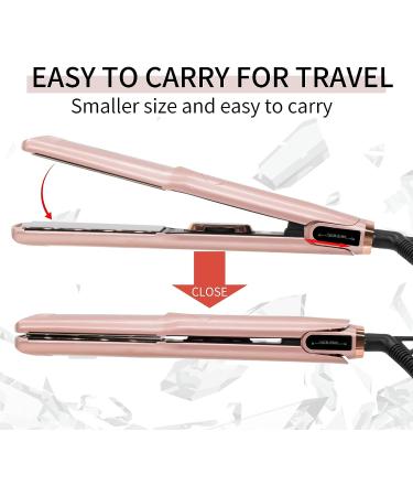 K&K Professional 1.5 Inch Flat Iron Hair Straightener - Titanium Ceramic, Fast Heating, Auto-Off, Rose Gold - Buy Online on GoSupps.com