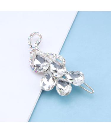 Inilbran Vintage Rhinestone Hair Clip Silver Crystal Wedding Hair Barrettes Sparkly Cz Hair Pins Hairclip Decorative Bobby Pins Crystal Wedding Headpieces Bridal Hair Accessories for Women Headdress - Buy Online on GoSupps.com
