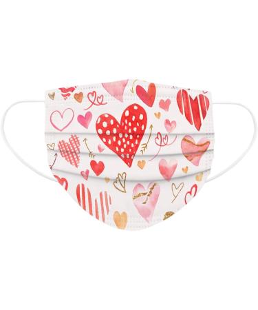 10/50PCS Valentines Day Disposable_Face_Masks Floral Designs for Adults 3 Layer Covers with Nose Wire for Women Men 007-50PCS - Buy Online on GoSupps.com