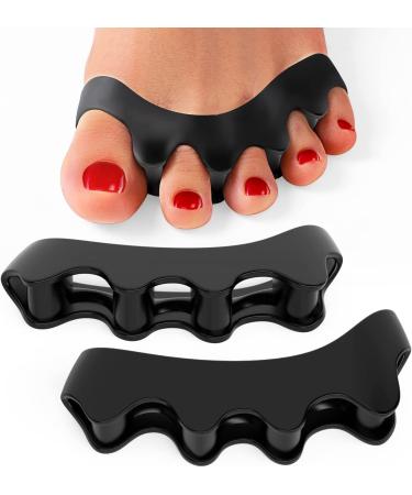 Toe Separator Toe Straightener Bunion Corrector for Women Men Overlapping Toes Toe Spacers for Nighttime Running & Yoga Practice(Black*8)