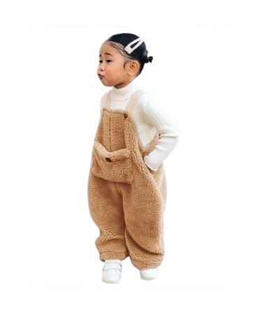Suspender Winter Kids Pants Flannel Girl Toddler Baby Warm Overalls Boys Cotton Winter Warm Girls Leggings Brown 3-4T