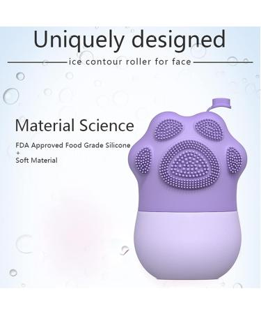 RoseFlower Ice Facial Roller & Cat Paw Shaped Ice Mold Set - Reduce Puffiness, Minimize Pores, Sunburn Repair - LeakProof Design - Purple - Buy Online on GoSupps.com
