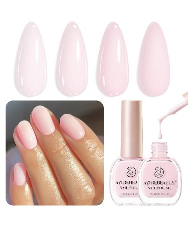 AZUREBEAUTY Pink Nail Polish Set Vegan Light/Pale Pink Nail Polish Quick Dry Natural Infinite Shine Nail Lacquer Fingernail Polish Strengthening Treatment Kit Salon-Quality for Women 2Pcs 0.34 oz