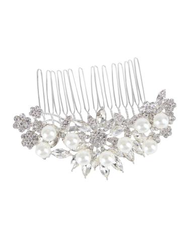 SOESFOUFU Bridal Hair Accessories Pearl Crystal Hair Comb Bridal Hair Comb Pearl and Crystal Rhinestone Hair Clip Pearl Hair Pin Pearl Hair Barrettes Tiara Wedding Bride Hair Piece
