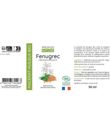 Fenugreek Macerate Organic 100% Natural From France 50 ml PROPOS'NATURE - Buy Online on GoSupps.com