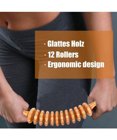 Premium Wood Fascia Roller & Massage Tools | Coffee Massage Roller Gold-Daums Rings for Relaxation & GUA SHA - Perfect Gift for Muscle Recovery - Buy Online on GoSupps.com