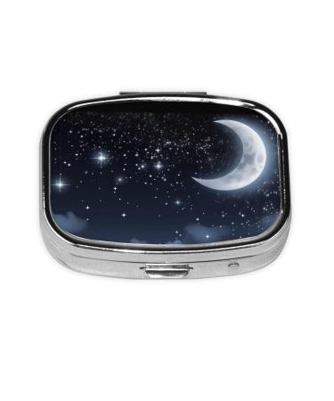 Nightsky Hanging Moon Printed Square Pill Box Portable Travelling Pill Box Medicine Organiser