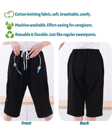 Urine Bag Holder Pants | Catheter Leg Bag Cropped Pants with Pockets for Biliary Nephrostomy & Cystostomy - Medium Black - Buy Online on GoSupps.com