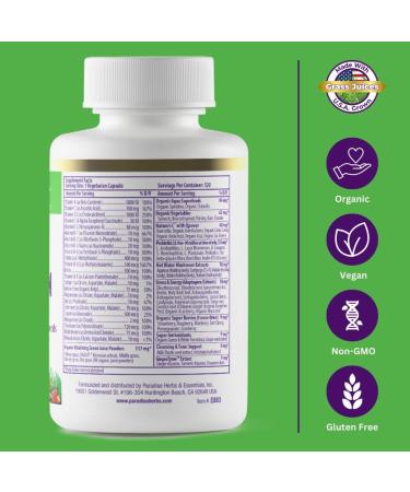 Paradise Herbs Earth's Blend Once Daily Multivitamin for Men, No Iron, 48 Organic Superfoods, Probiotics, Antioxidants, Vitamins A, B12, C, D, K2,120 Count No Iron 120 Count (Pack of 1) - Buy Online on GoSupps.com