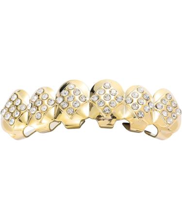 18K Gold-Plated Diamond-Shaped six-Tooth Braces with Silver Upper Teeth - Buy Online on GoSupps.com