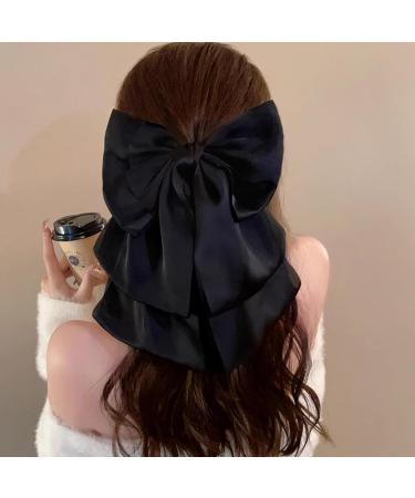 Hair Bows for Women Bows for Hair Ribbon Hair Clips 2PCS Black Red Hair Bow Satin Bow Hair Clips Large Silky Ribbon Bows Hair Accessories for Women Girls Short Type - Buy Online on GoSupps.com