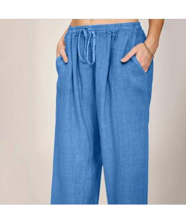 Womens Cotton Linen Baggy Pants Plus Size - B-blue XX-Large - Buy Online on GoSupps.com