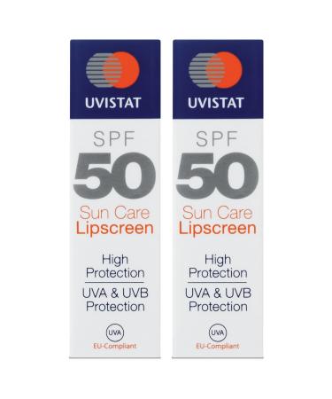 Uvistat Sun Care Lipscreen | SPF50 | Moisturising Lip Balm | Prevent Dry and Chapped Lips | 2 Tubes