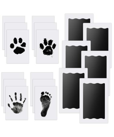 Nabance Inkless Hand & Footprint Kit 6 Baby Inkless Print Pads 12 Imprint Cards Dog Paw Print Kit Baby Imprint Kits Safe Non-Toxic Pet Paw Stamp Pads Family Keepsake Kit - Black 6 Count (Pack of 1) black