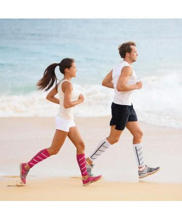 Junely Calf Compression Sleeves - 3 Pairs for Men & Women | Support for Running Shin Splints & Varicose Veins | Pain Relief in Stylish Striped Colors - Buy Online on GoSupps.com