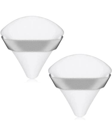 Triangle makeup powder quaste 2/4 piece of face sponge powder puff washable reusable makeup sponge wet dry make -up tool for loose powder or foundation rouge 2 pieces (white)