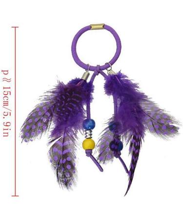 Set of 4 Handmade Boho Elastics Feather Hair Rope Ponytail Holders Hippie Hair Band Headbands Head Wrap Gypsy Hair Tie for Girl Women (Colour Random) - Buy Online on GoSupps.com