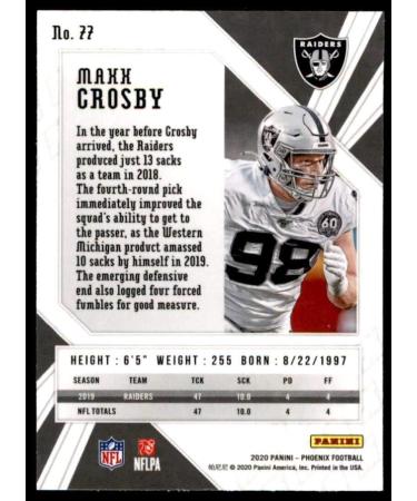 2020 Panini Phoenix Maxx Crosby Fire Burst #77 Silver Prizm Refractor NFL Card Las Vegas Raiders NM-MT - Buy Online on GoSupps.com
