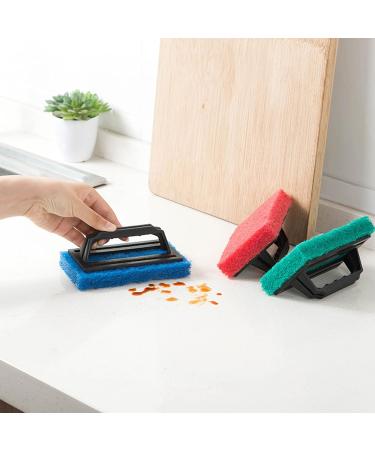 Reusable Scrub Pads Kits Shower Brush Scouring Pads Scrubber with Long Handle Sponges Scrubber Easily to Cleaner Sponge Brush Cleaner Green - Buy Online on GoSupps.com